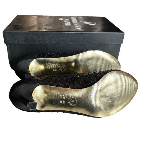 Adrianna Papell Zandra Size 8 Black Embellished Mesh Peep Toe Pump Heels - Picture 6 of 7